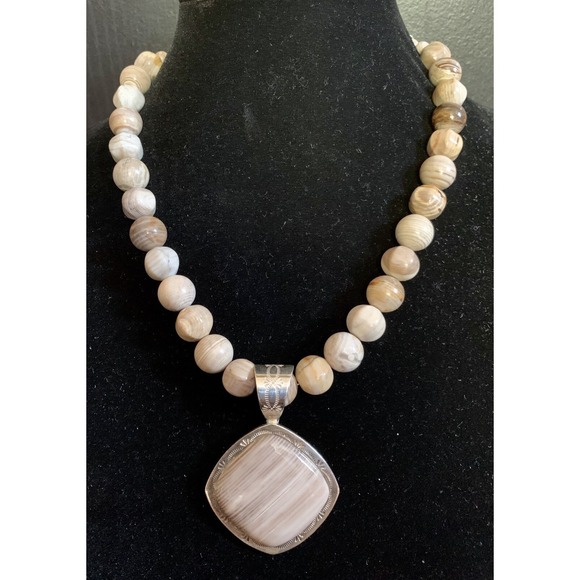 Mine Finds by Jay King Jewelry - Vintage Jay King DTR 925 Sterling Silver Jasper Necklace 16" - 20" Beautiful!
